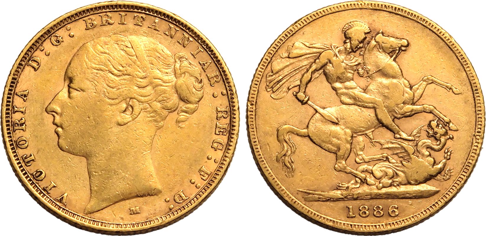 1886 M Gold Sovereign St George