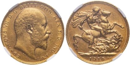 1910 C Gold Sovereign NGC AU 55