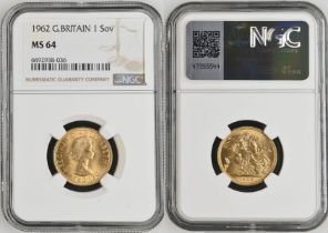 1962 Gold Sovereign NGC MS 64