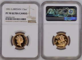 1991 Gold Sovereign Proof NGC PF 70 ULTRA CAMEO