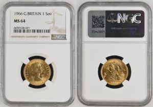 1966 Gold Sovereign NGC MS 64