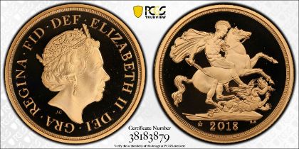 2018 Gold Sovereign Sapphire Jubilee Proof Piedfort PCGS PR70 DCAM