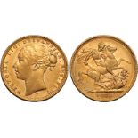 Australia Victoria 1871 S Gold Sovereign St George; Short Tail. Large B.P.