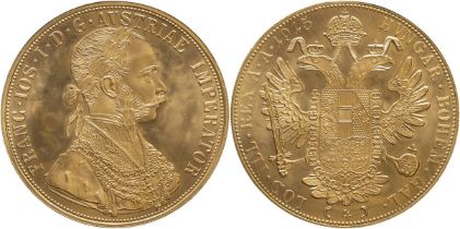 Austria: Habsburg Franz Joseph I 1915 Gold 4 Ducats Restrike A/FDC