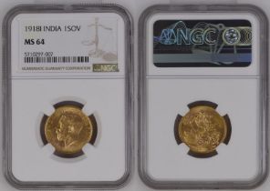 1918 I Gold Sovereign NGC MS 64