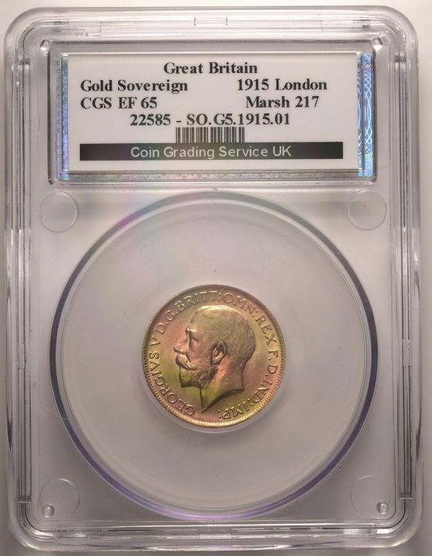 1915 Gold Sovereign CGS EF65 - Image 2 of 3