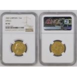 1842 Gold Sovereign Open 2 NGC XF 45