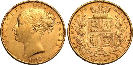 1872 Gold Sovereign Shield - die number