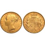 1872 Gold Sovereign Shield - die number