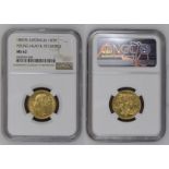 1887 M Gold Sovereign St George; Small B.P. NGC MS 62