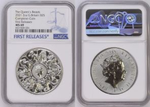 2021 Silver 5 Pounds (2 oz.) The Queen's Beasts 2021 NGC MS 69