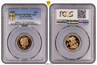 2000 Gold Sovereign Proof PCGS PR70 DCAM Box & COA