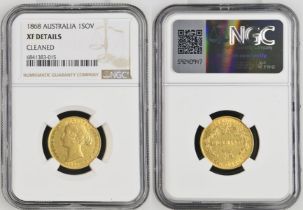 1868 SY Gold Sovereign NGC XF Details