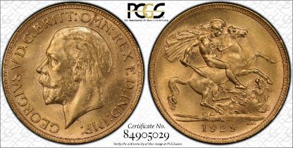 1929 P Gold Sovereign PCGS MS63