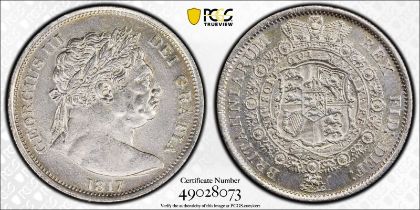 1817 Silver Halfcrown Small Head PCGS Genuine - AU Details (92 - Cleaned)