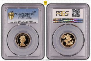 1981 Gold Sovereign Proof PCGS PR70 DCAM Box & COA