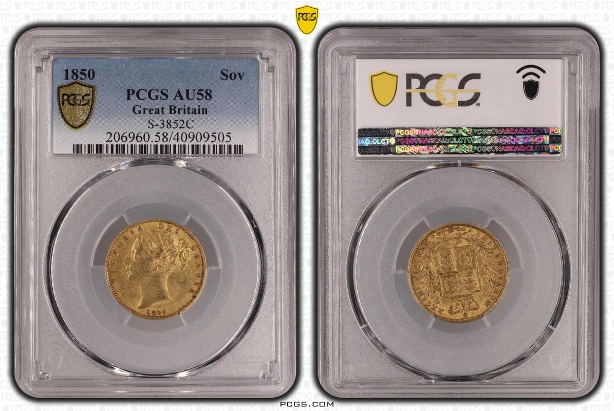 1850 Gold Sovereign PCGS AU58