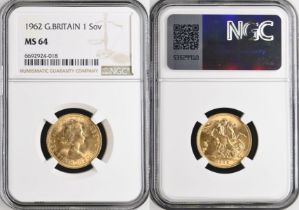 1962 Gold Sovereign NGC MS 64