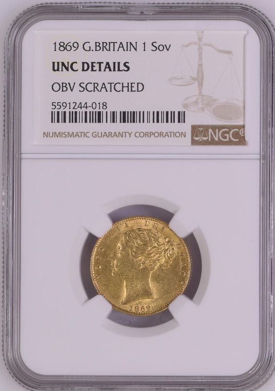 1869 Gold Sovereign NGC UNC Details - Image 2 of 3