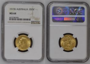 1915 S Gold Sovereign NGC MS 64