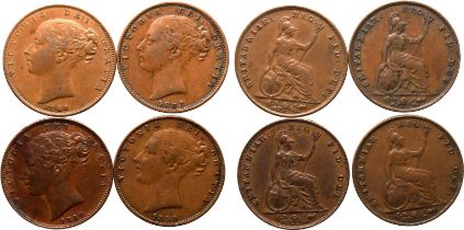 1846-1859 Copper (x4) Farthing