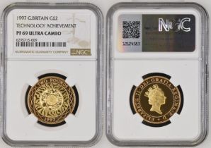 1997 Gold 2 Pounds Technology Proof NGC PF 69 ULTRA CAMEO