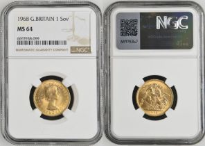 1968 Gold Sovereign NGC MS 64