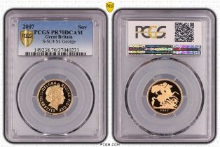 2007 Gold Sovereign Proof PCGS PR70 DCAM Box & COA
