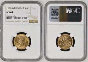 1964 Gold Sovereign NGC MS 64