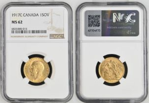 1917 C Gold Sovereign NGC MS 62