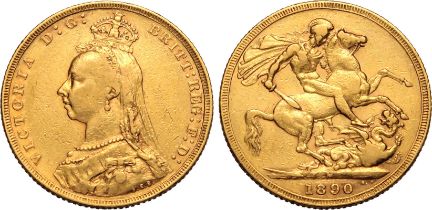 1890 M Gold Sovereign Second Legend