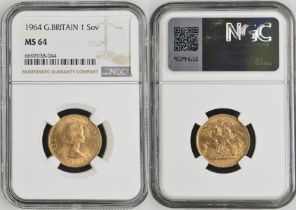 1964 Gold Sovereign NGC MS 64