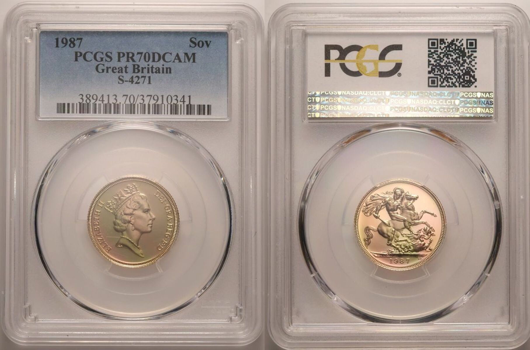 1987 Gold Sovereign Proof PCGS PR70 DCAM