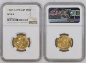 1914 S Gold Sovereign NGC MS 63