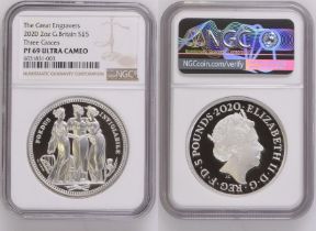 2020 Silver 5 Pounds (2 oz.) Three Graces Proof NGC PF 69 ULTRA CAMEO