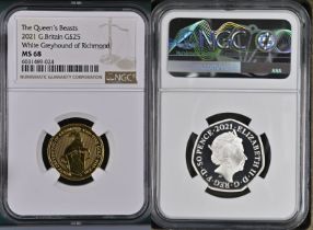 2021 Gold 25 Pounds The White Greyhound of Richmond NGC MS 68