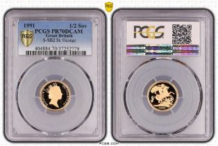 1991 Gold Half-Sovereign Proof PCGS PR70 DCAM