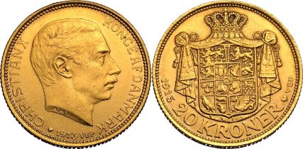 Denmark Christian X 1915 AH Gold 20 Kroner