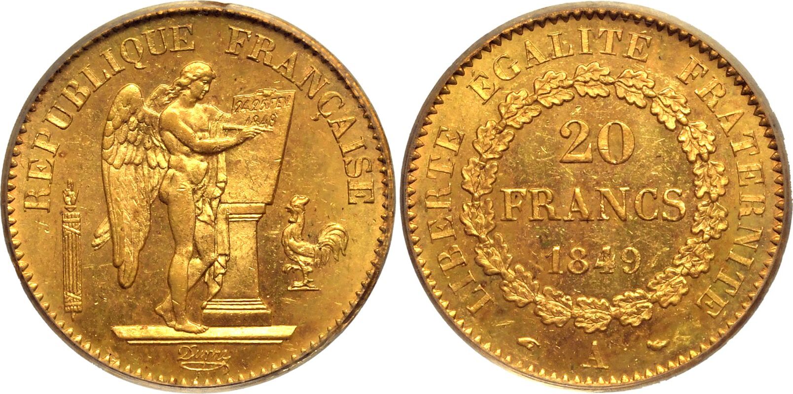 France Second Republic 1849 A Gold 20 Francs Equal-finest PCGS MS64