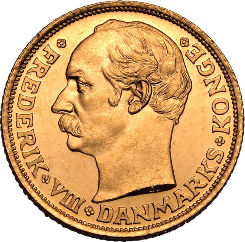 Denmark Frederik VIII 1908 VBP GJ Gold 10 Kroner - Image 2 of 3