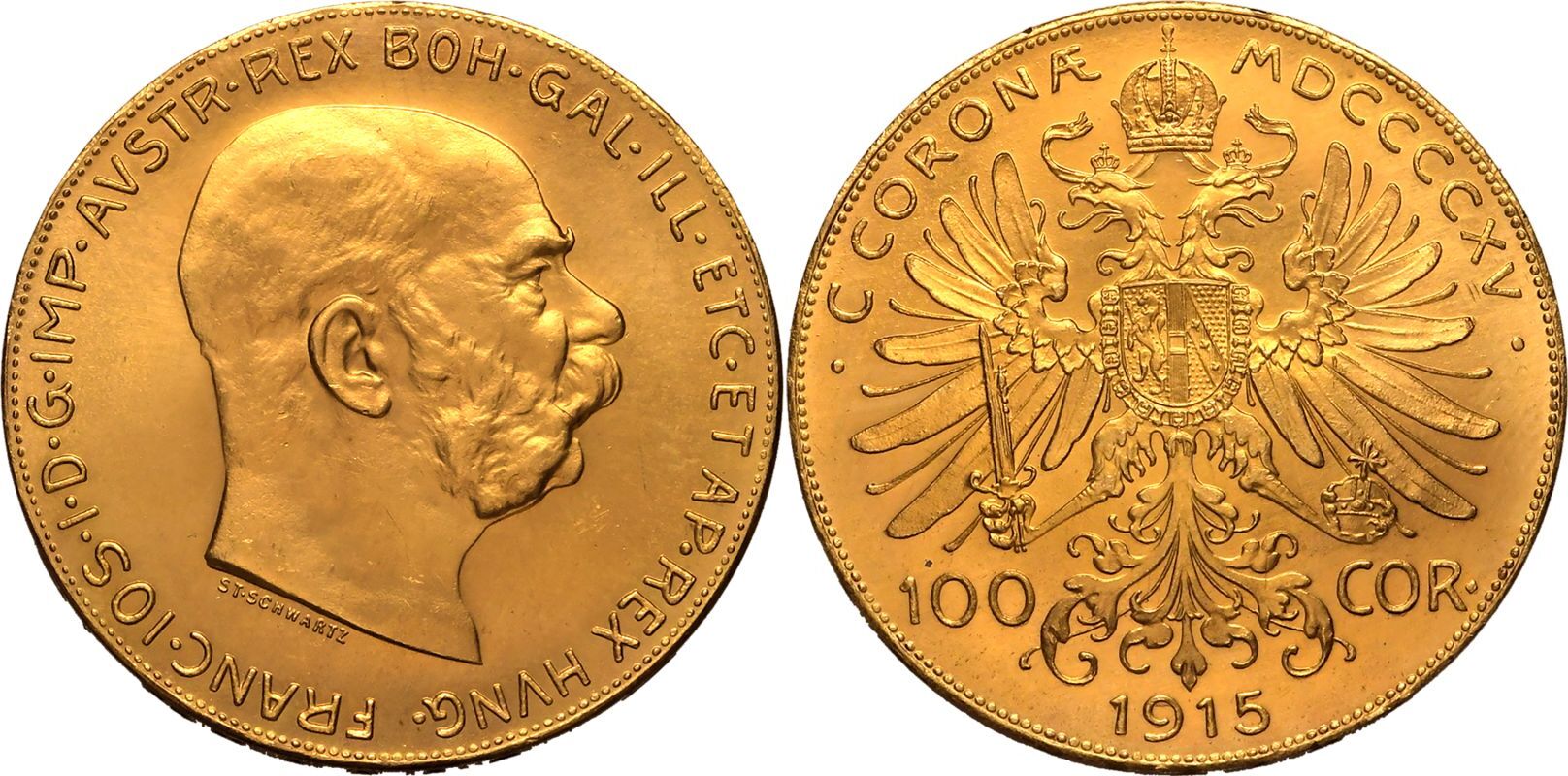 Austria: Habsburg Franz Joseph I 1915 Gold 100 Corona