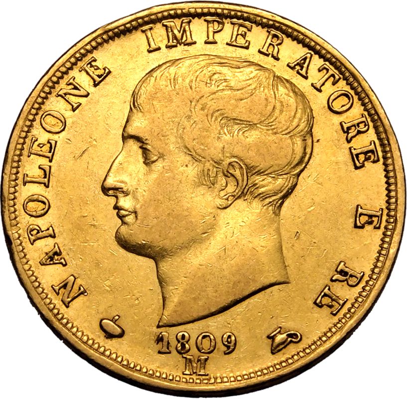 Italy: Napoleonic Kingdom 1809 M Gold 40 Lire (40) Napoleon I - Image 2 of 3