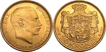 Denmark Christian X 1913 AH Gold 20 Kroner