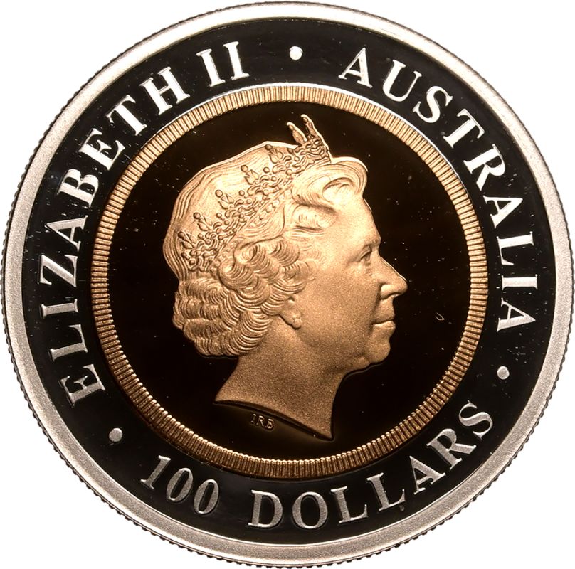 Australia Elizabeth II 1999 Bi-Metallic Gold (.916) center in Silver (.999) ring 100 Dollars 100th A - Image 2 of 3