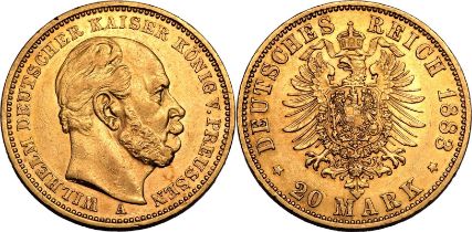Germany: Prussia Wilhelm I 1883 A Gold 20 Mark