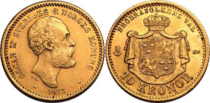 Sweden Oscar II 1873 ST Gold 10 Kronor