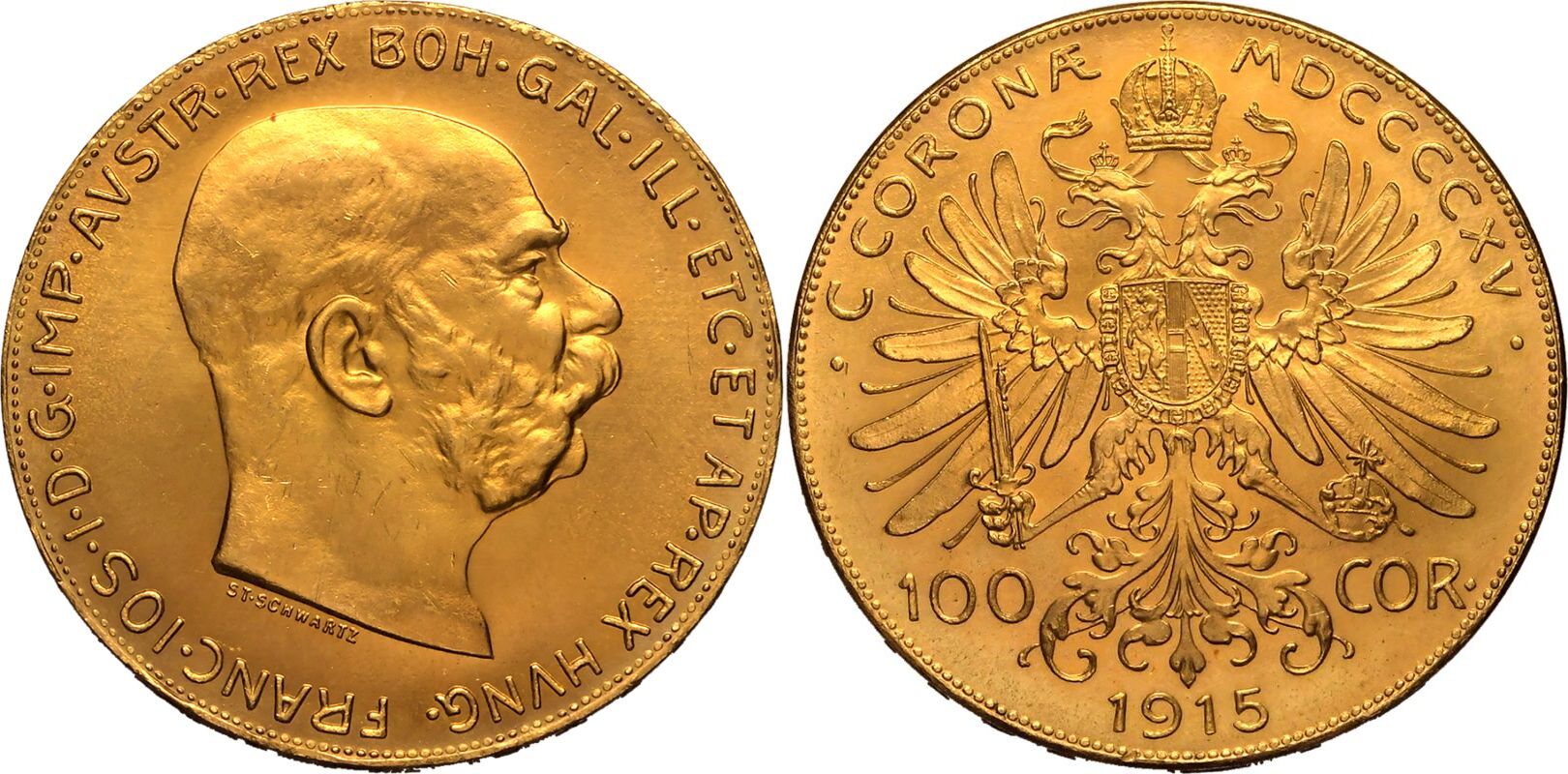 Austria: Habsburg Franz Joseph I 1915 Gold 100 Corona