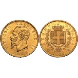 Italy Vittorio Emanuele II 1863 T BN Gold 20 Lire