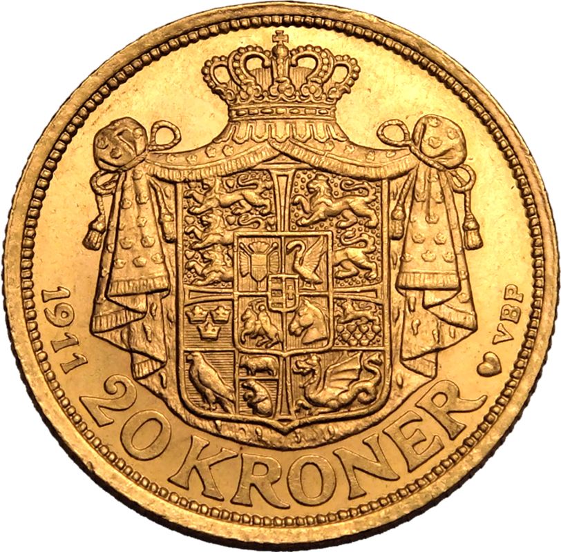 Denmark Frederik VIII 1911 VBP; GJ Gold 20 Kroner - Image 3 of 3