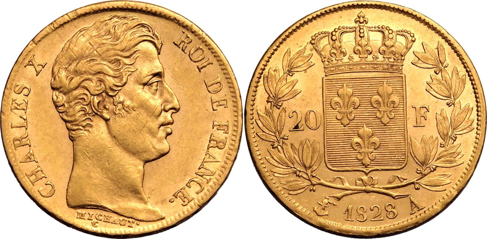 France Charles X 1828 A Gold 20 Francs